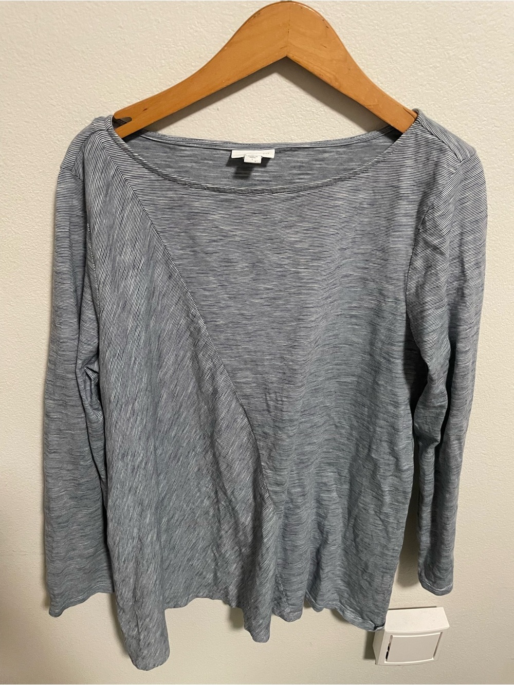Pure J. Jill Heathered Light Gray Long Sleeve Boatneck Top Size Large
